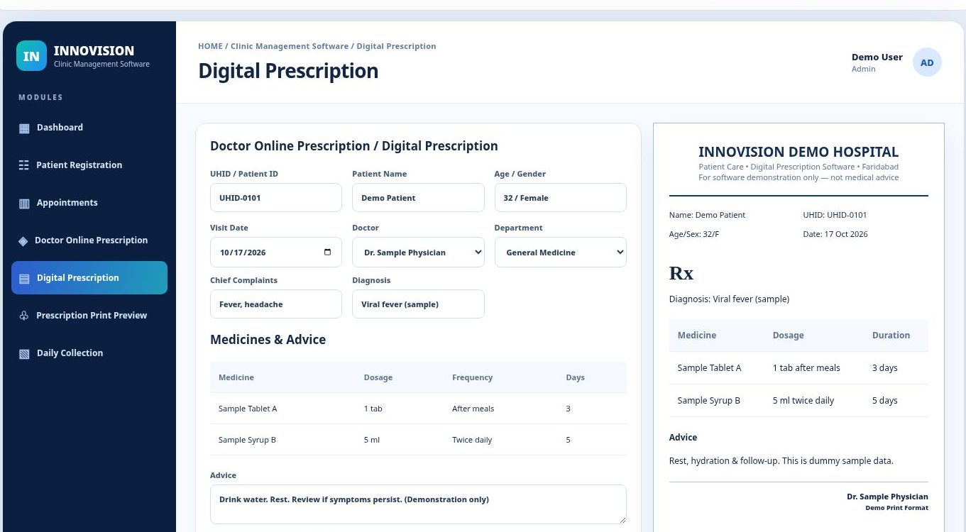 Clinic Management Software dashboard