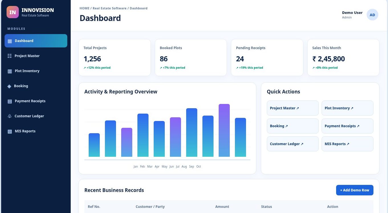 Real Estate Software dashboard