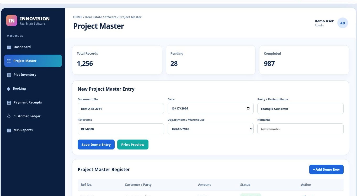Real Estate Software dashboard