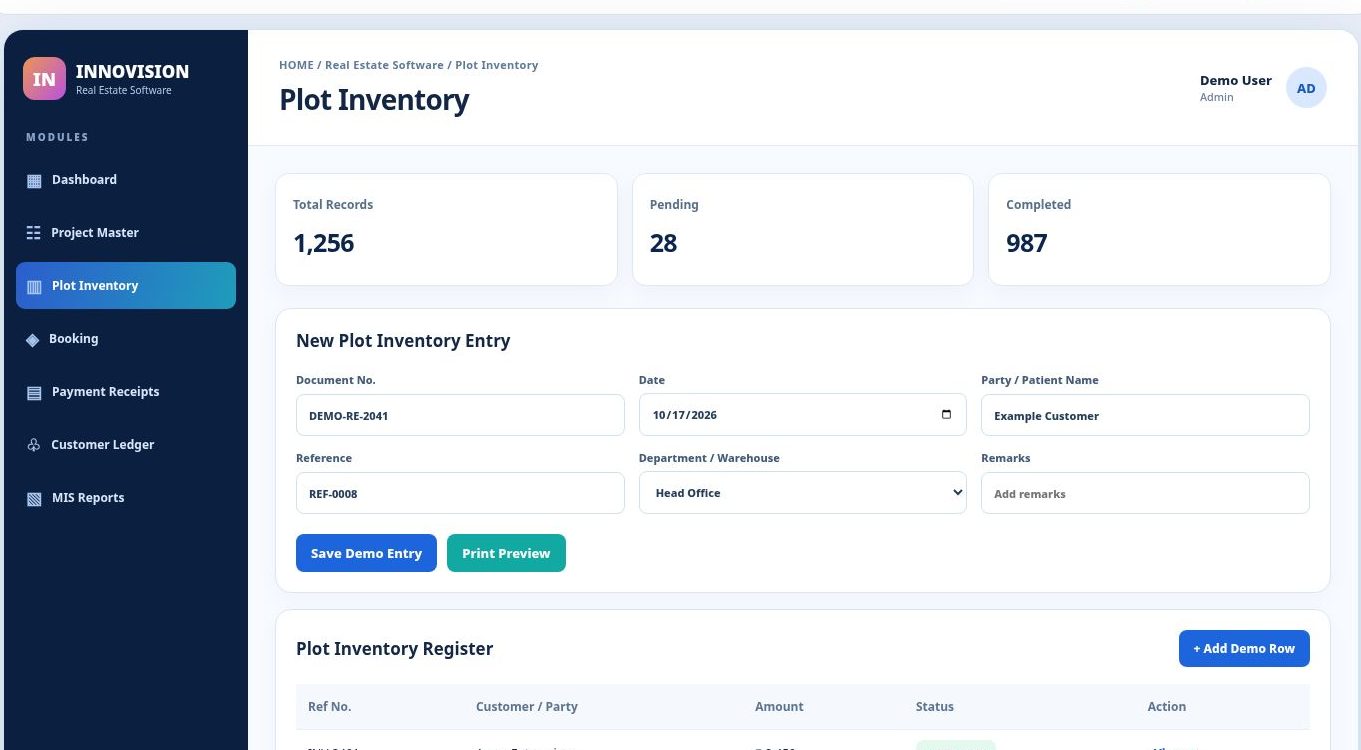 Real Estate Software dashboard