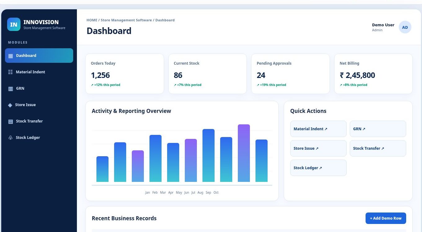 Store Management Software dashboard