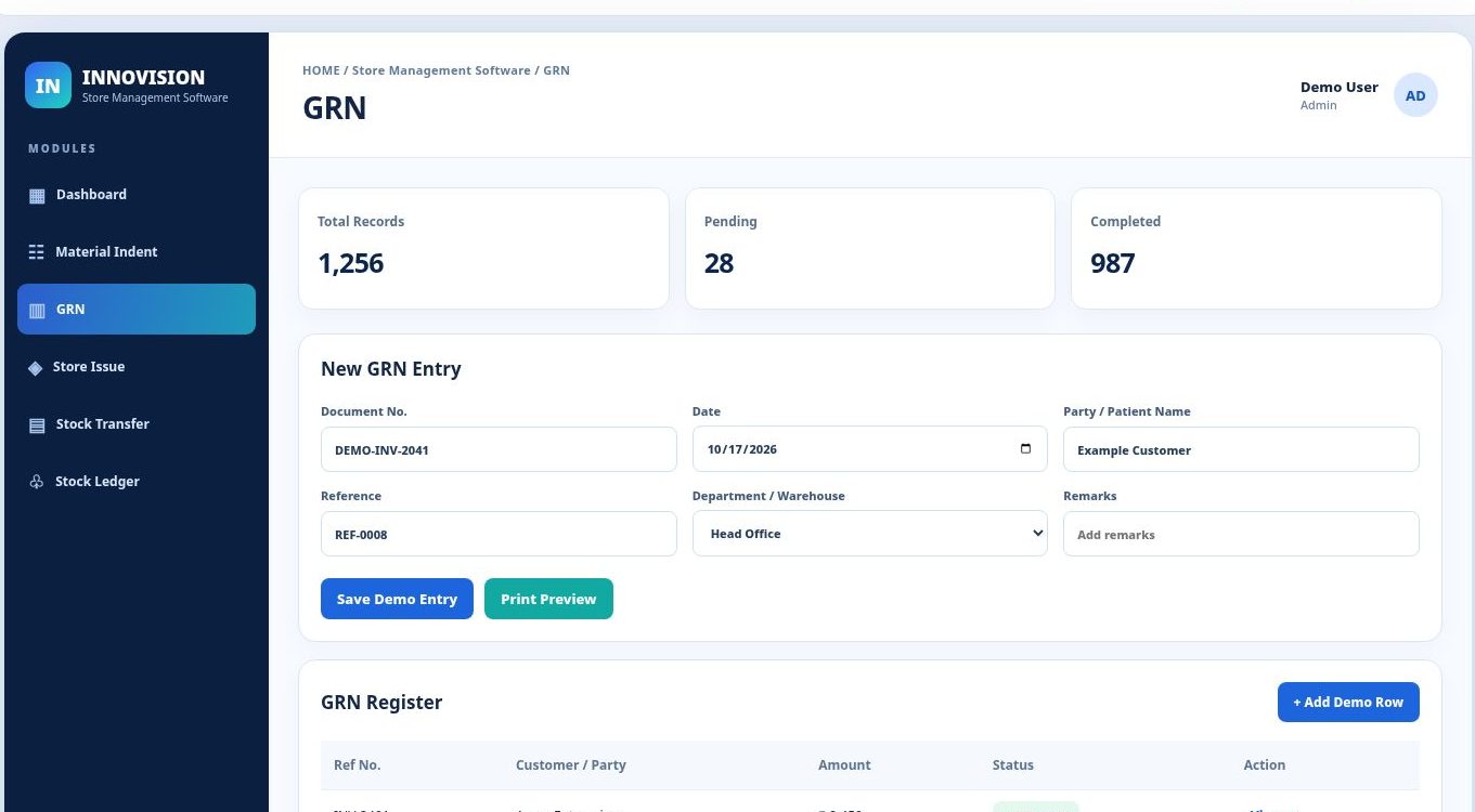 Store Management Software dashboard
