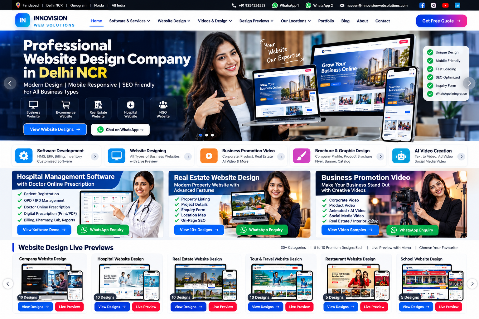 Professional website design company in Delhi NCR full-width homepage slider preview