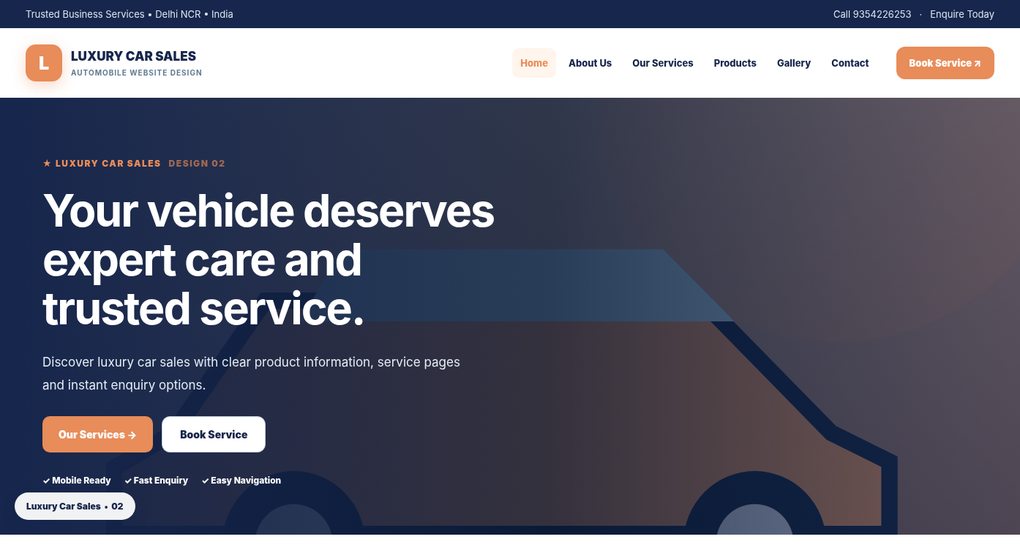 Preview screenshot of Automobile Website Design design 02, click to open interactive pages