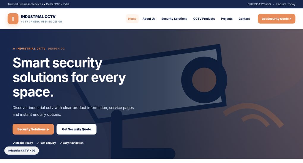 Preview screenshot of CCTV Camera Website Design design 02, click to open interactive pages