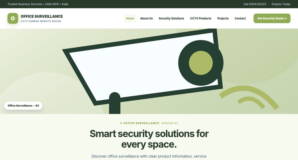 Preview screenshot of CCTV Camera Website Design design 03, click to open interactive pages