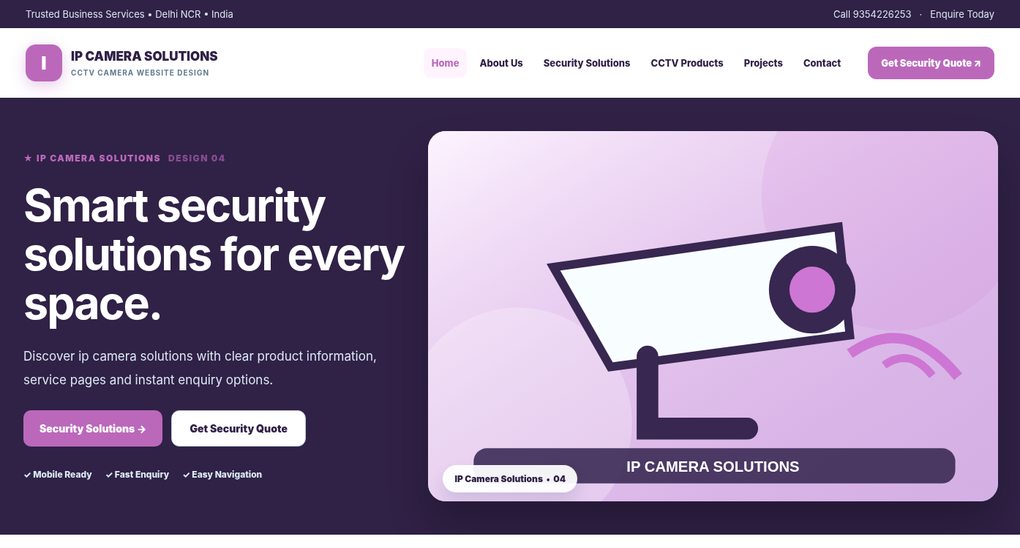 Preview screenshot of CCTV Camera Website Design design 04, click to open interactive pages