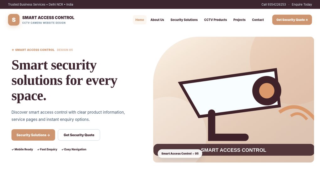 Preview screenshot of CCTV Camera Website Design design 05, click to open interactive pages