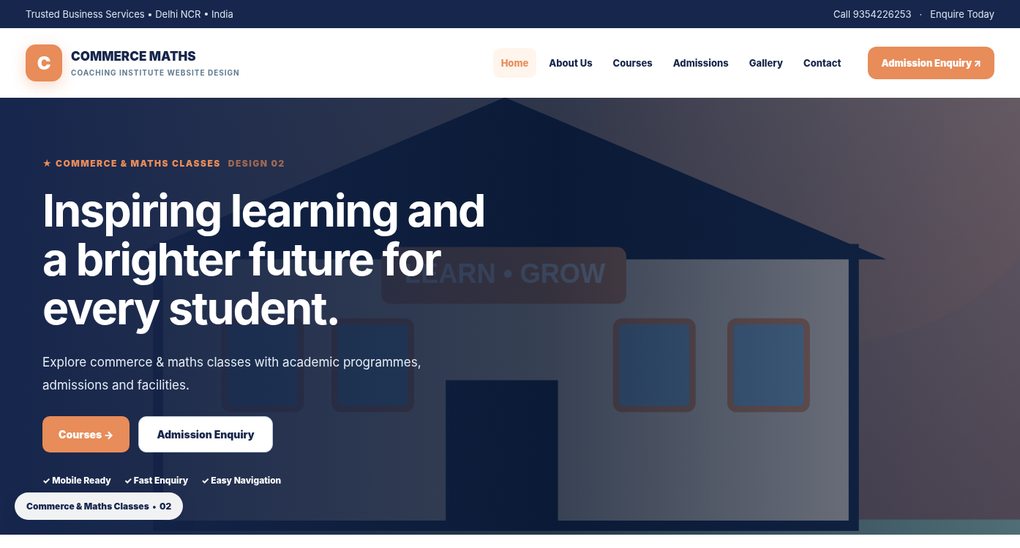 Preview screenshot of Coaching Institute Website Design design 02, click to open interactive pages