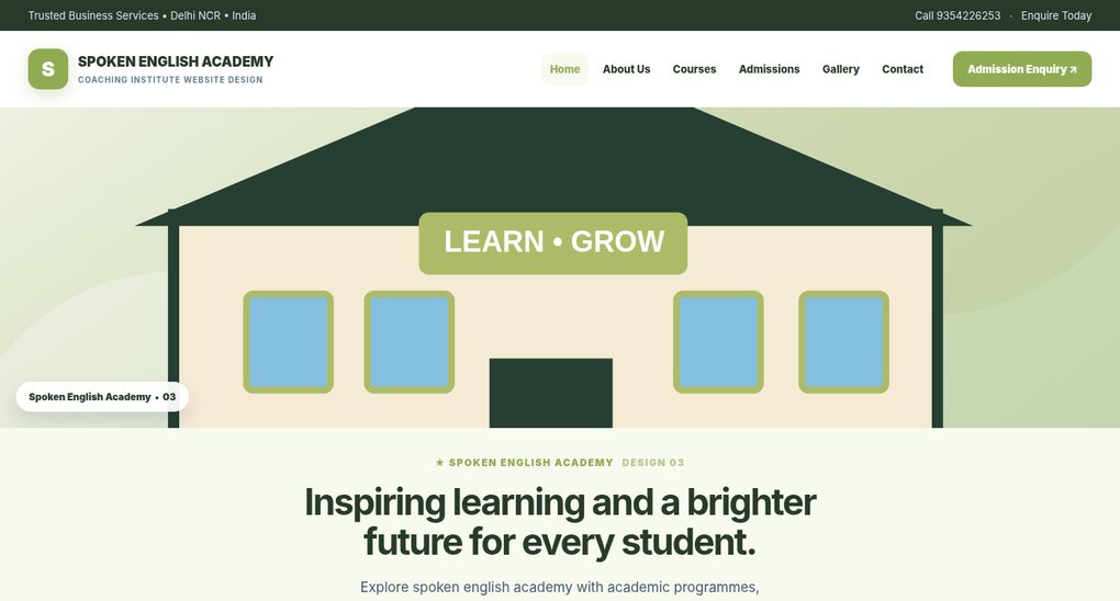 Preview screenshot of Coaching Institute Website Design design 03, click to open interactive pages