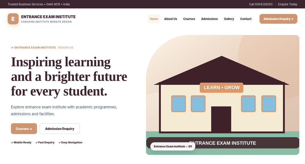 Preview screenshot of Coaching Institute Website Design design 05, click to open interactive pages
