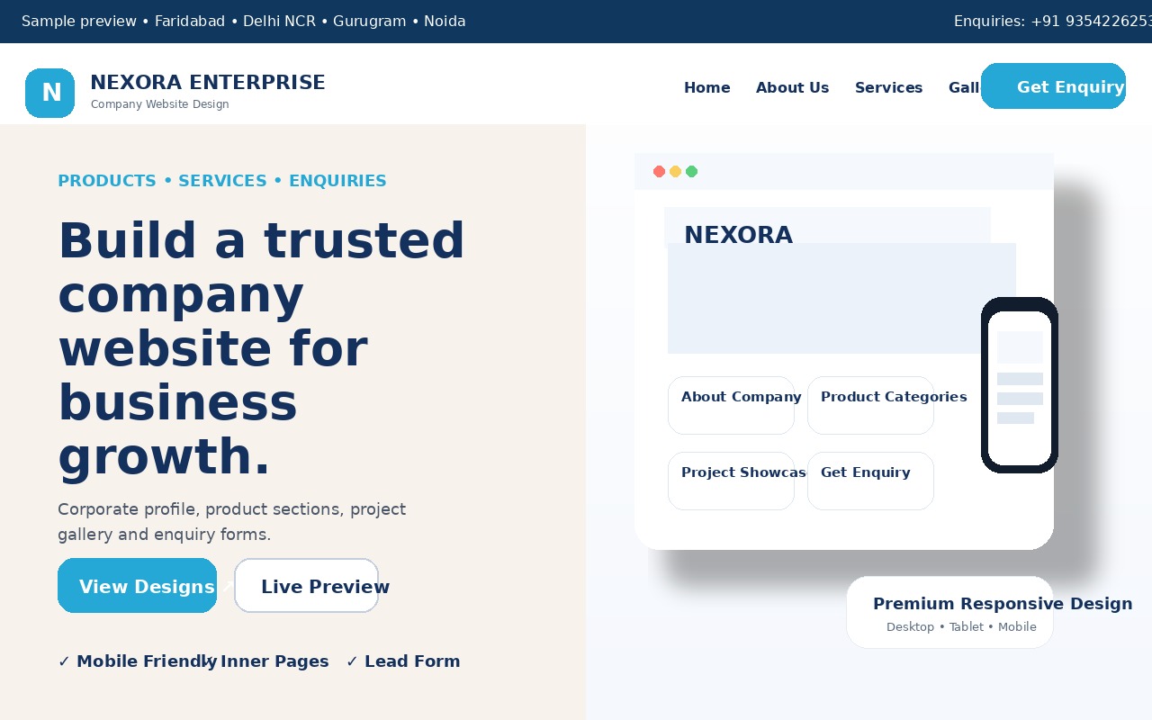 Company website design previews