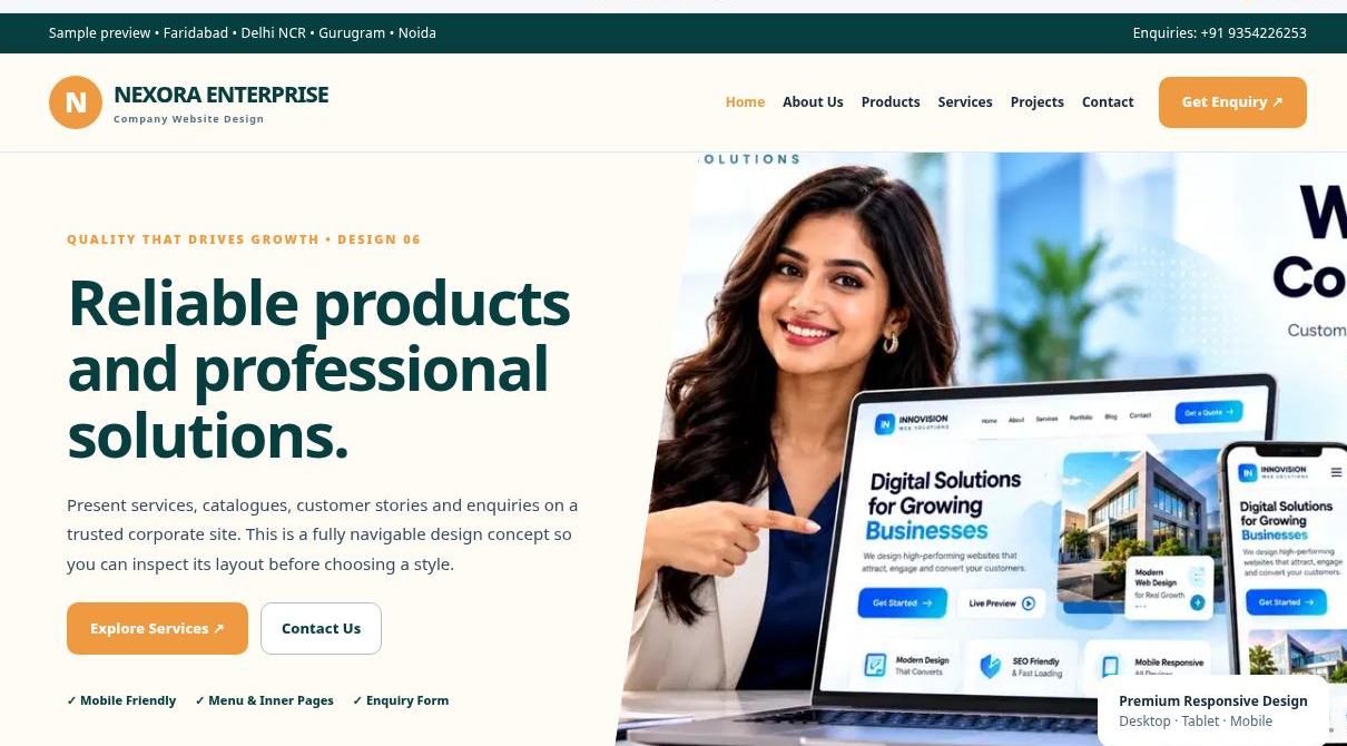Preview screenshot of Company Website Design design 06, click to open interactive pages