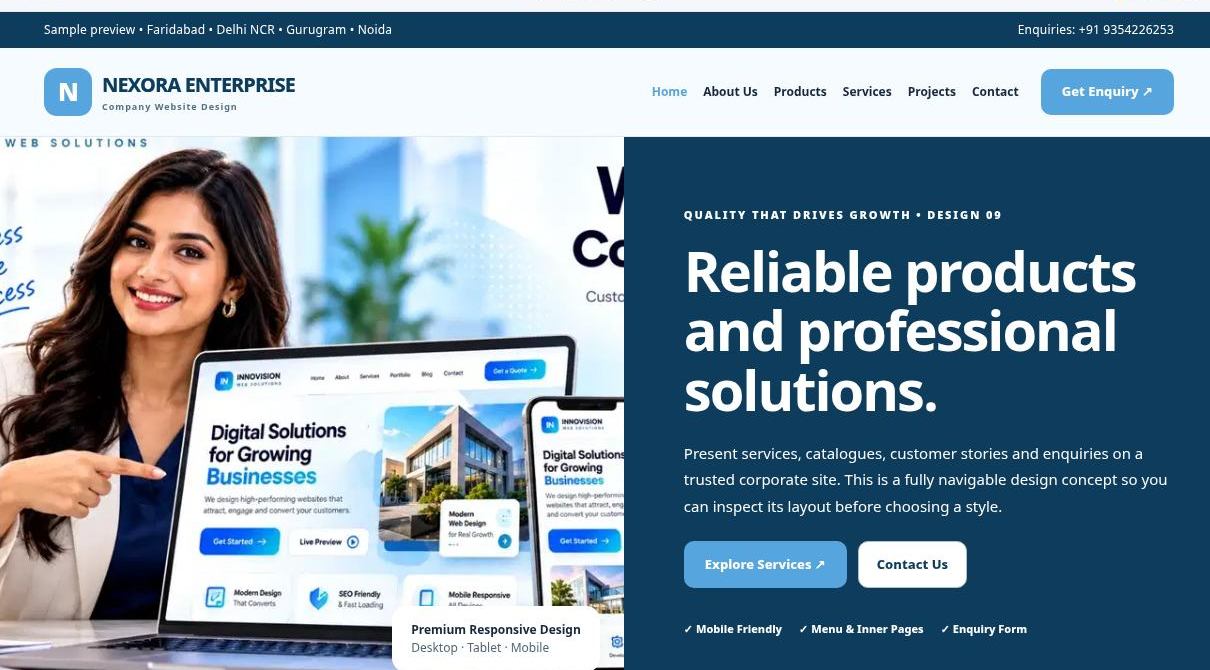 Preview screenshot of Company Website Design design 09, click to open interactive pages