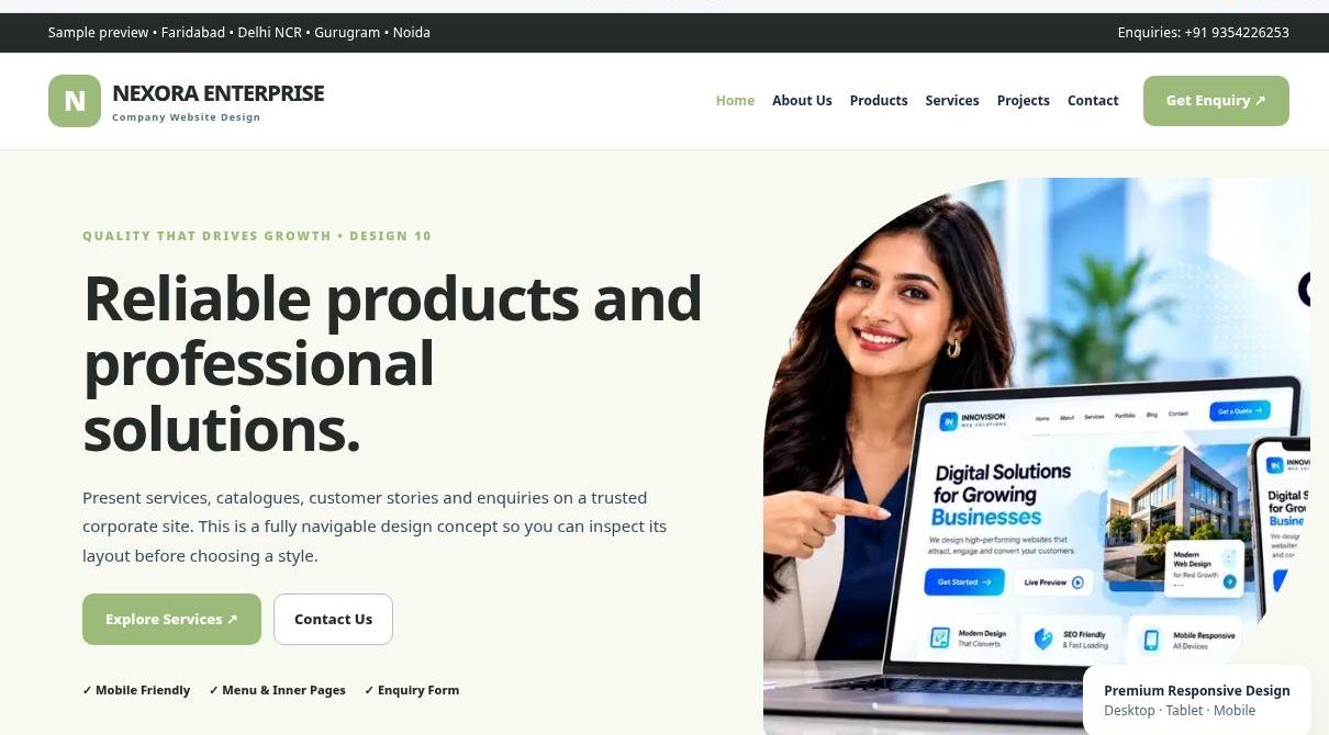 Preview screenshot of Company Website Design design 10, click to open interactive pages