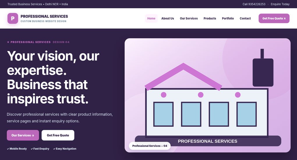 Preview screenshot of Custom Business Website Design design 04, click to open interactive pages