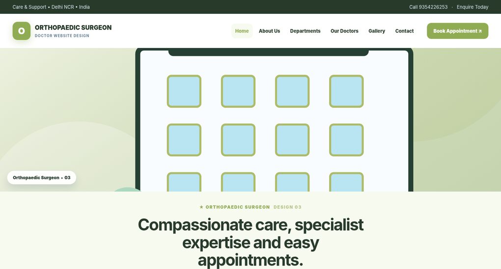 Preview screenshot of Doctor Website Design design 03, click to open interactive pages