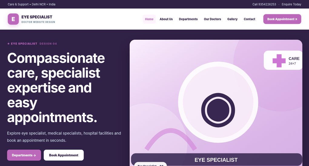 Preview screenshot of Doctor Website Design design 04, click to open interactive pages