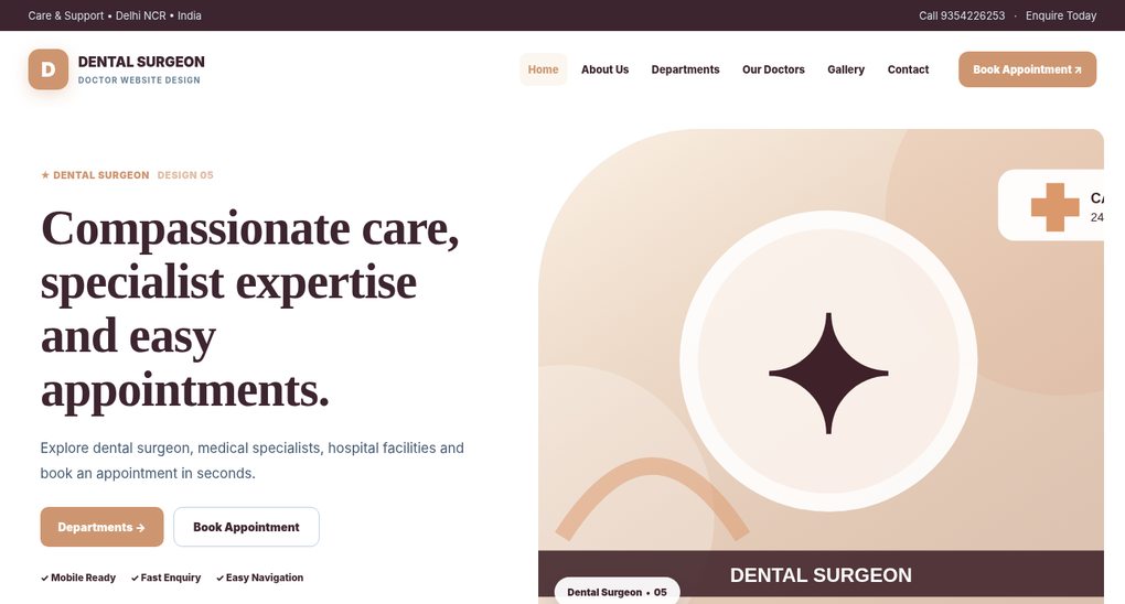 Preview screenshot of Doctor Website Design design 05, click to open interactive pages