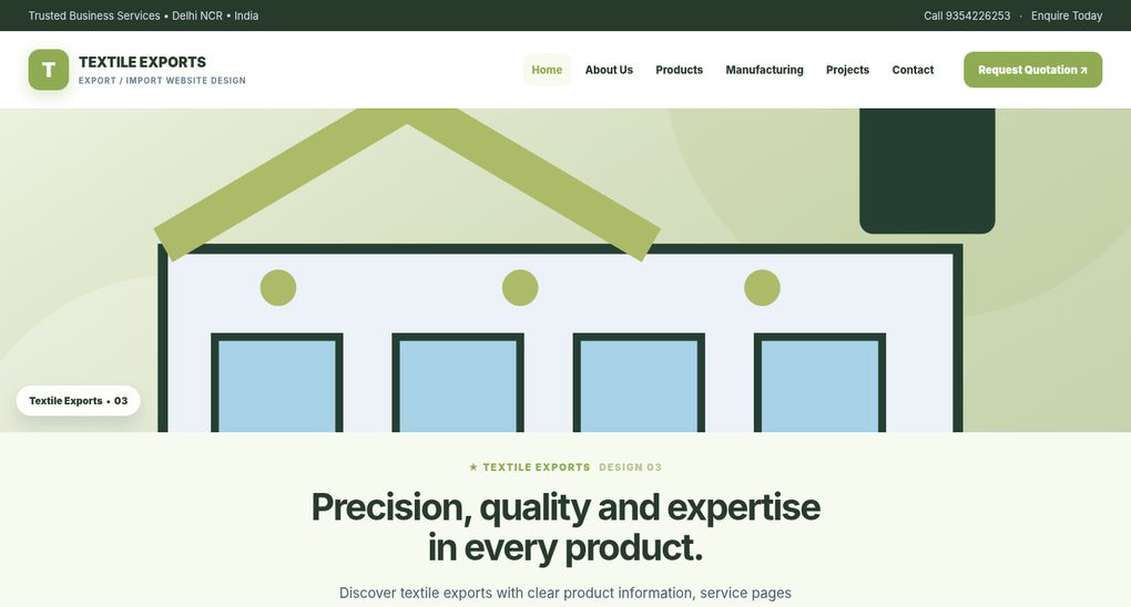 Preview screenshot of Export / Import Website Design design 03, click to open interactive pages