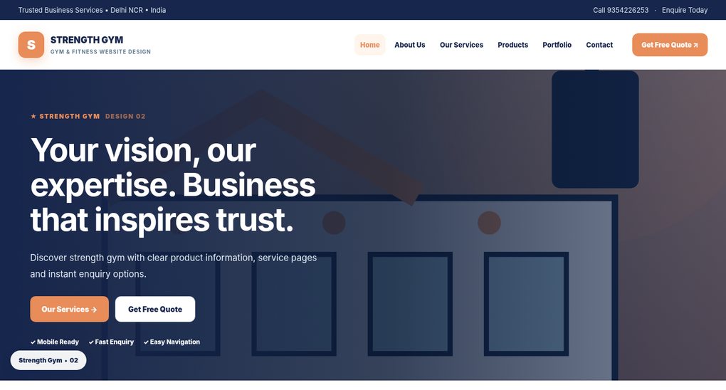 Preview screenshot of Gym & Fitness Website Design design 02, click to open interactive pages