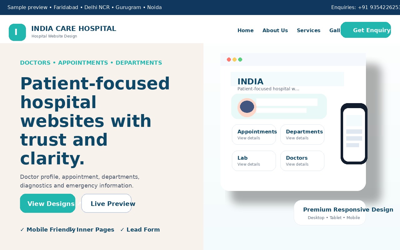 Hospital website design previews
