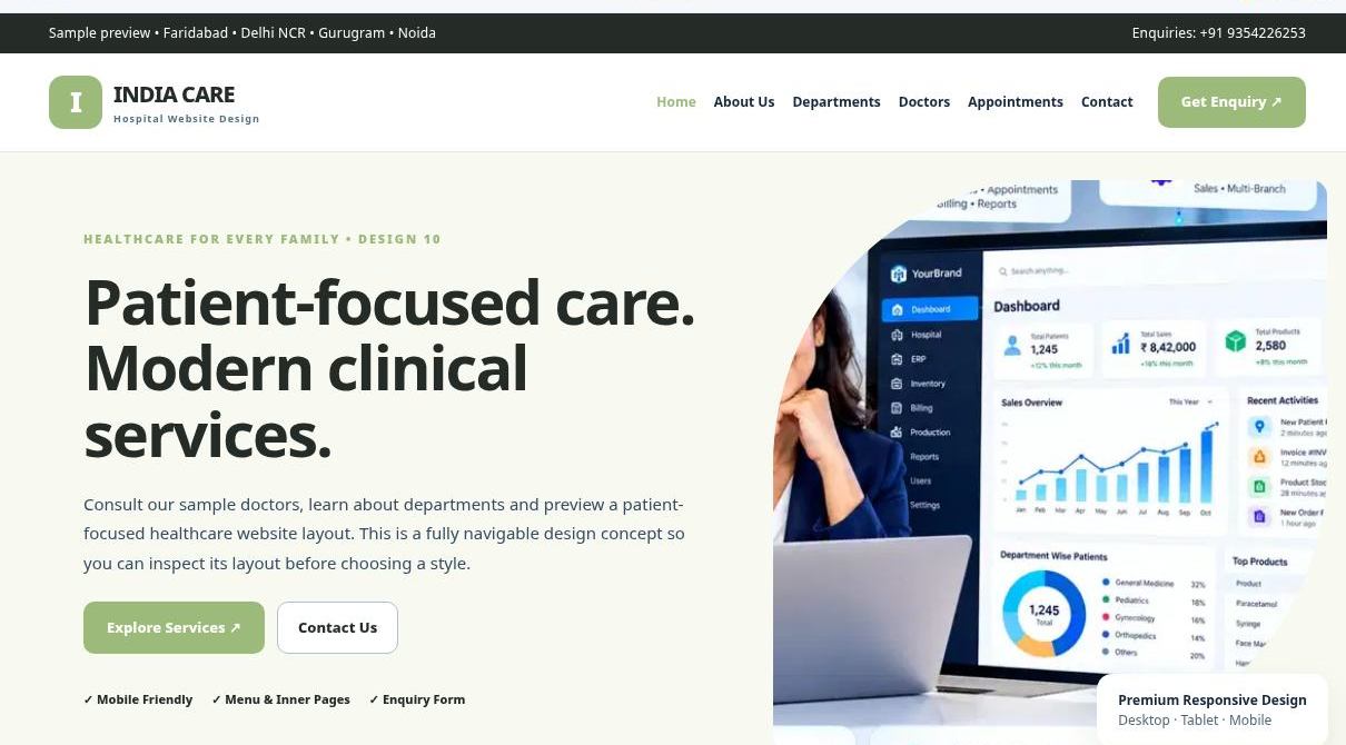 Preview screenshot of Hospital Website Design design 10, click to open interactive pages