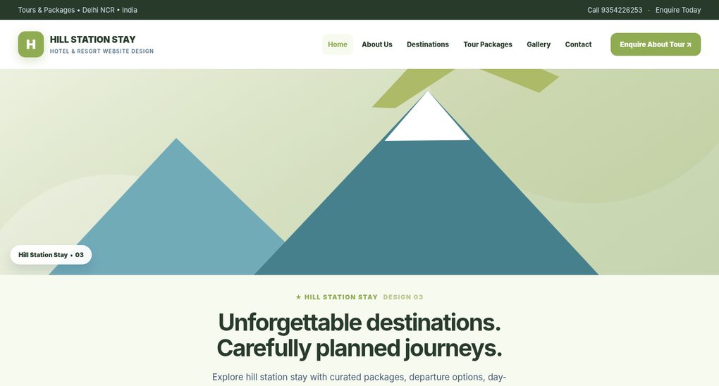 Preview screenshot of Hotel & Resort Website Design design 03, click to open interactive pages