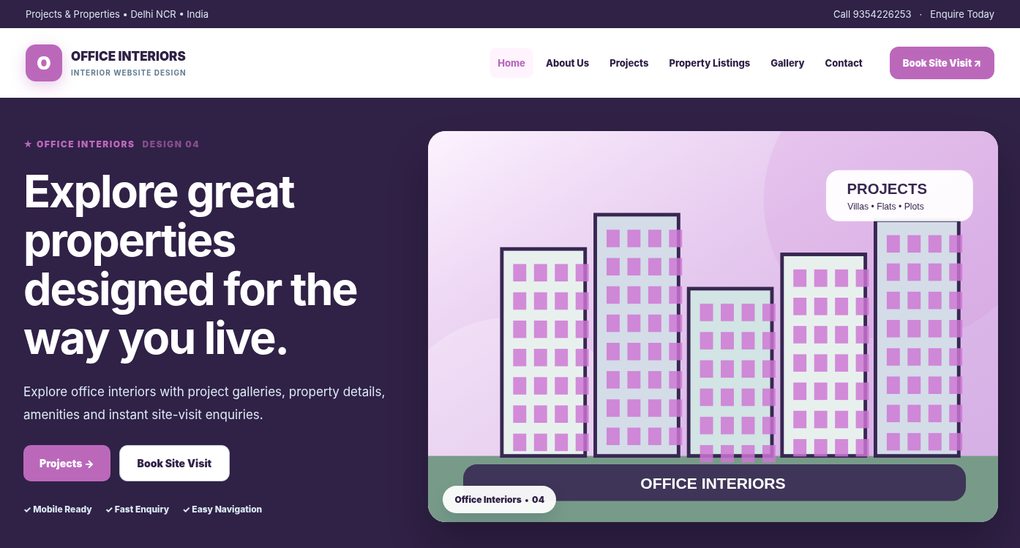 Preview screenshot of Interior Website Design design 04, click to open interactive pages