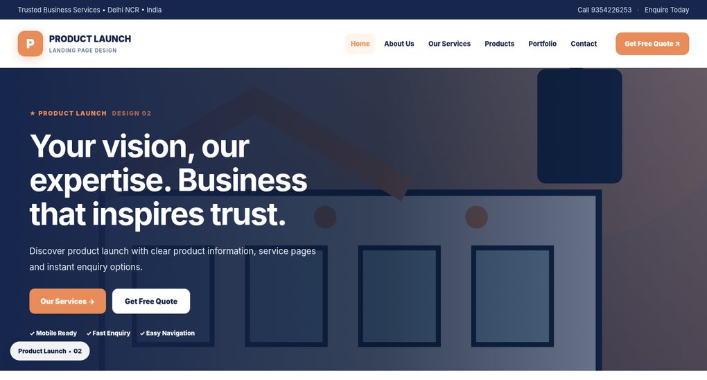 Preview screenshot of Landing Page Design design 02, click to open interactive pages