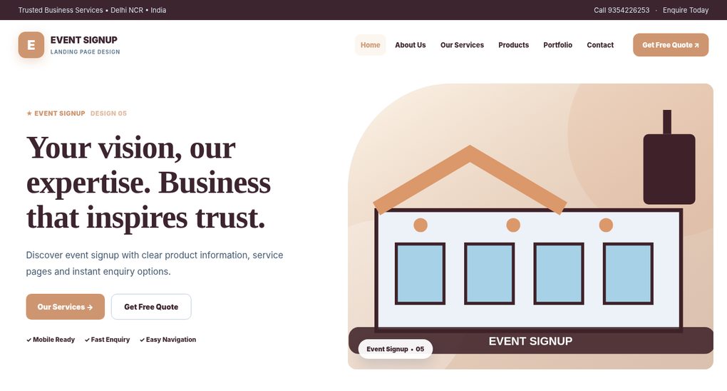Preview screenshot of Landing Page Design design 05, click to open interactive pages