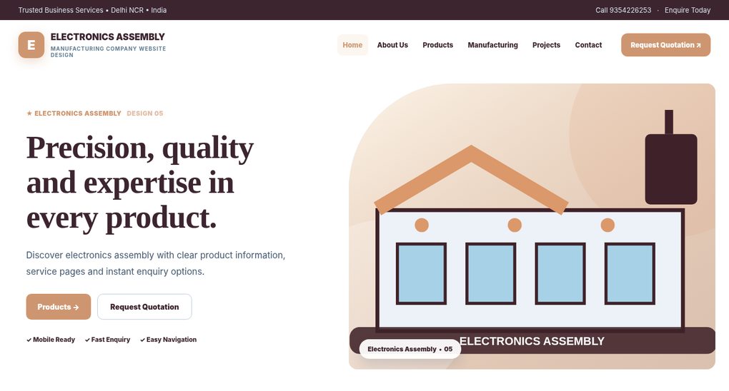 Preview screenshot of Manufacturing Company Website Design design 05, click to open interactive pages