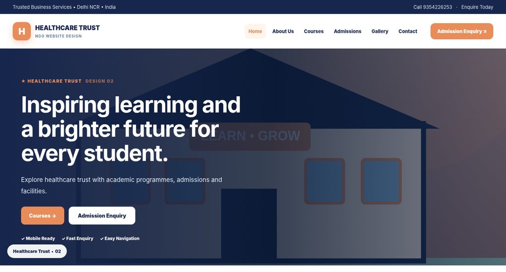 Preview screenshot of NGO Website Design design 02, click to open interactive pages