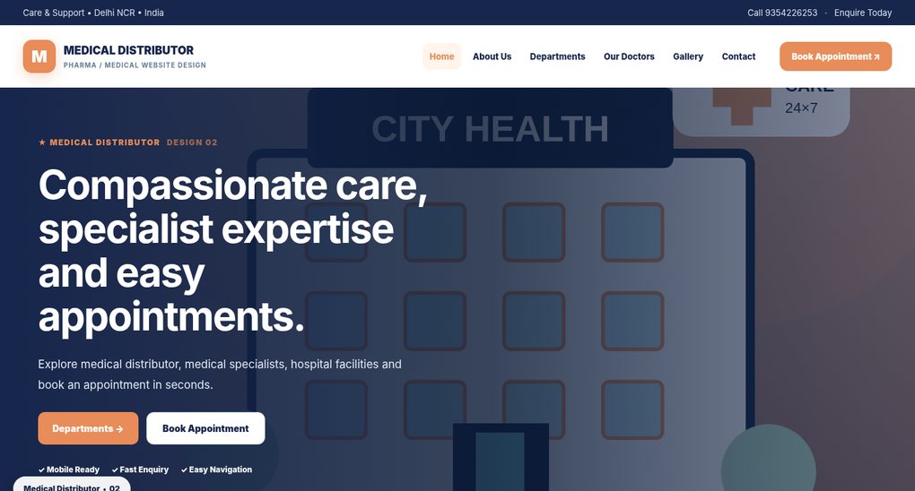 Preview screenshot of Pharma / Medical Website Design design 02, click to open interactive pages