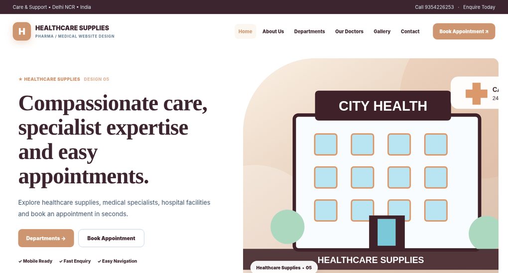 Preview screenshot of Pharma / Medical Website Design design 05, click to open interactive pages