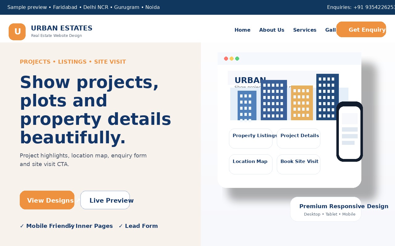 Real estate website design previews
