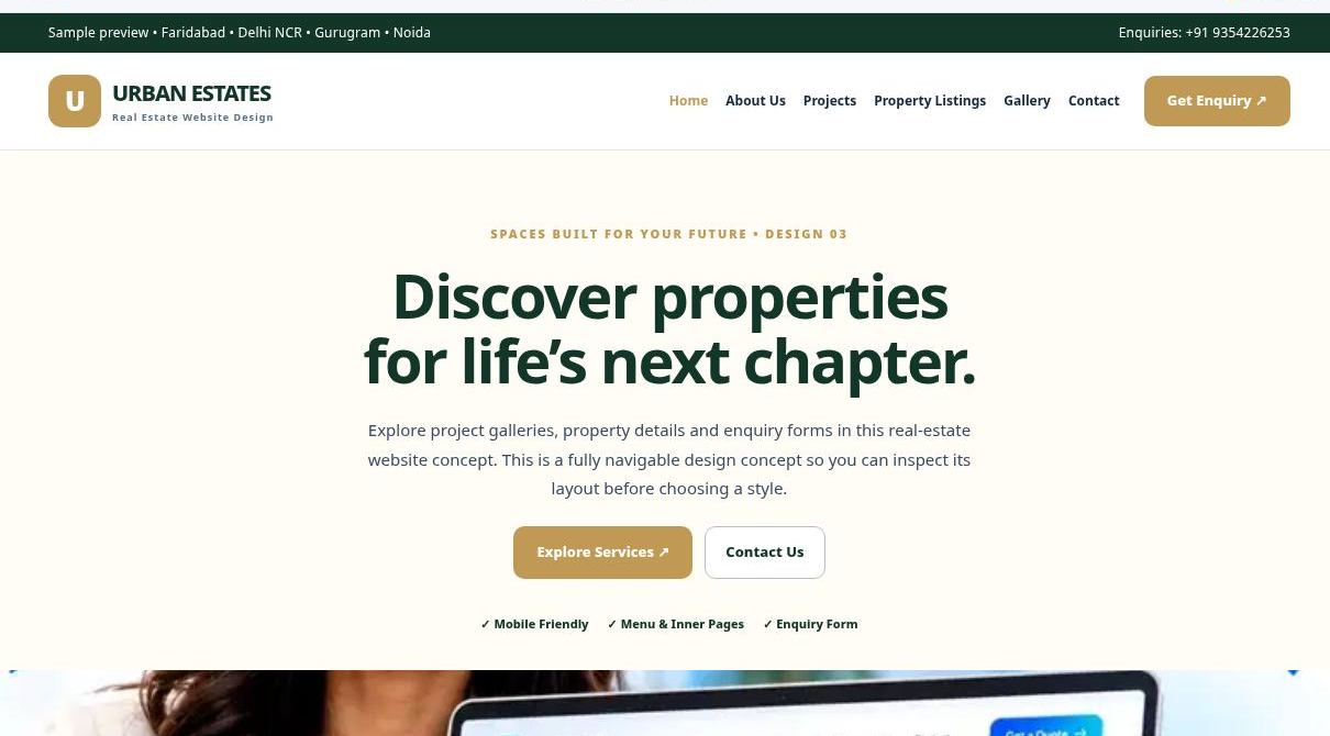 Preview screenshot of Real Estate Website Design design 03, click to open interactive pages