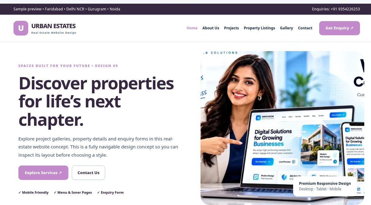 Preview screenshot of Real Estate Website Design design 05, click to open interactive pages