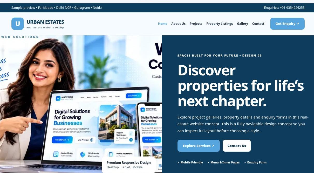 Preview screenshot of Real Estate Website Design design 09, click to open interactive pages