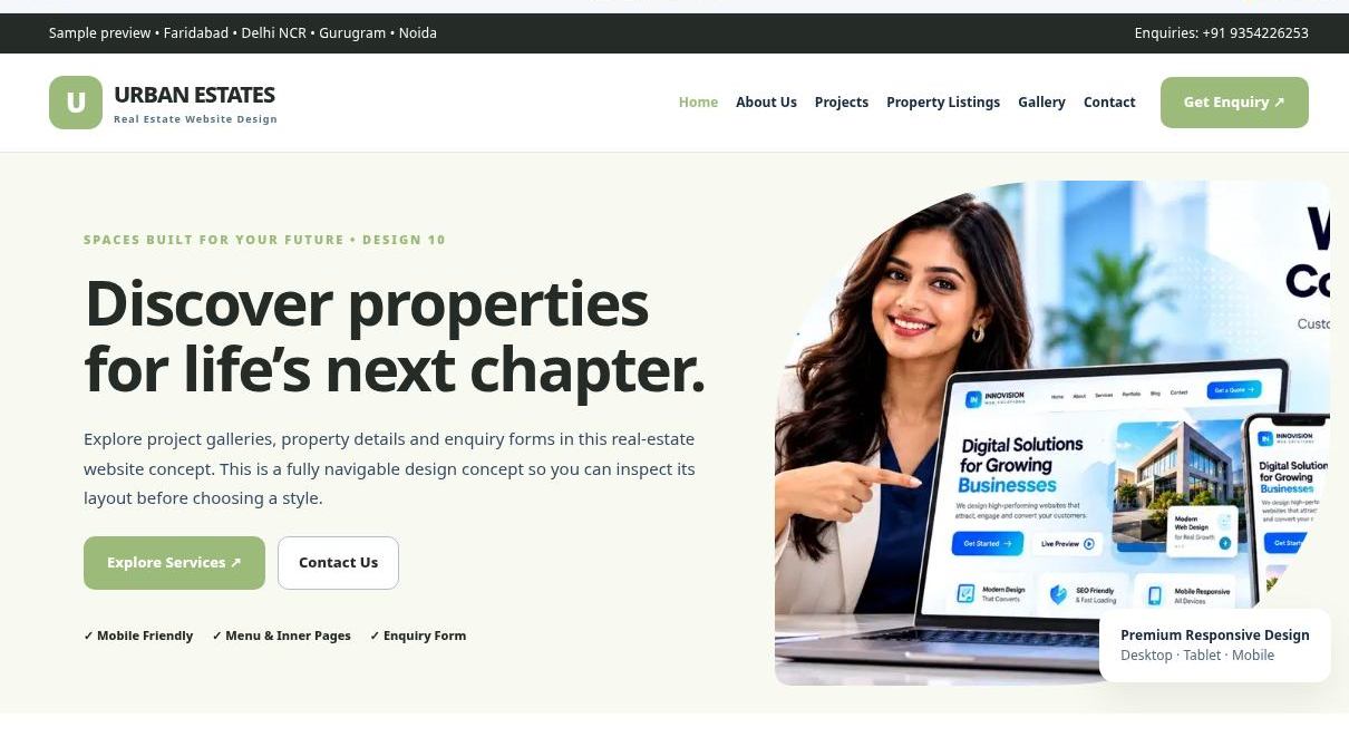 Preview screenshot of Real Estate Website Design design 10, click to open interactive pages
