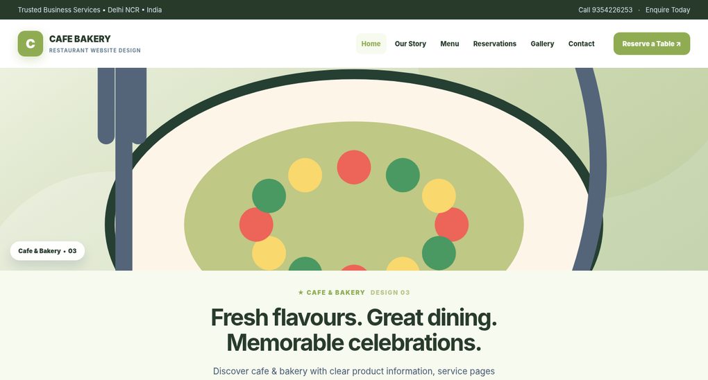 Preview screenshot of Restaurant Website Design design 03, click to open interactive pages