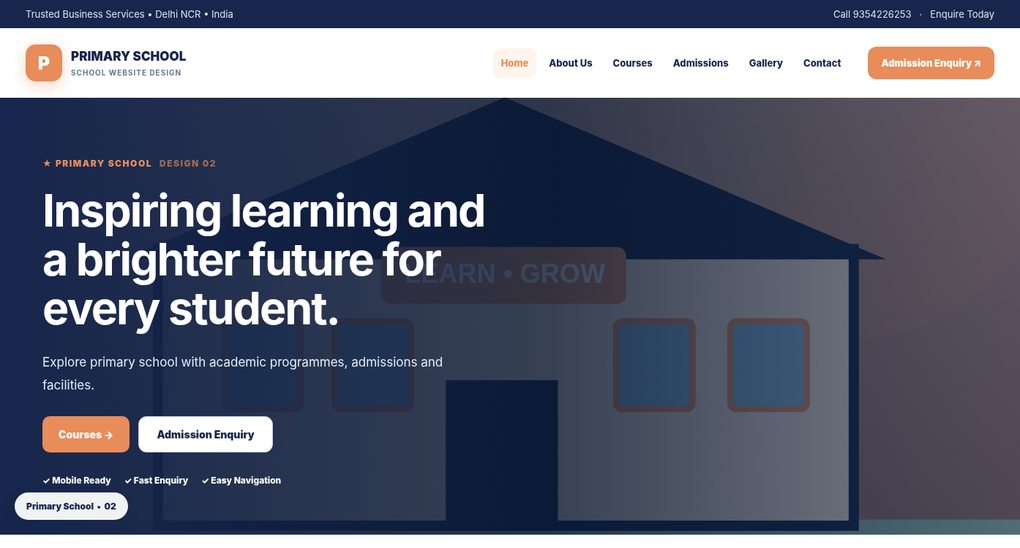 Preview screenshot of School Website Design design 02, click to open interactive pages