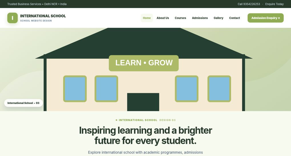 Preview screenshot of School Website Design design 03, click to open interactive pages