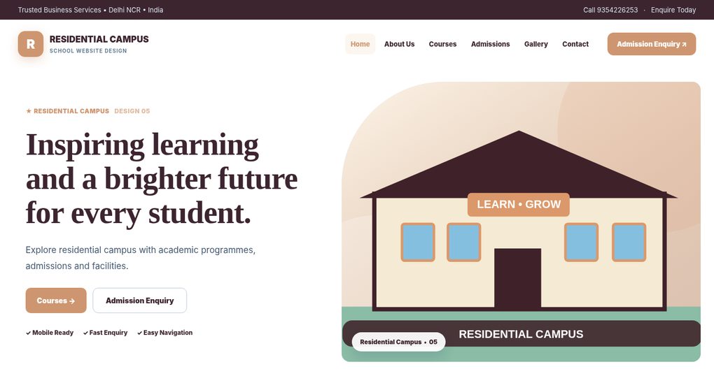 Preview screenshot of School Website Design design 05, click to open interactive pages