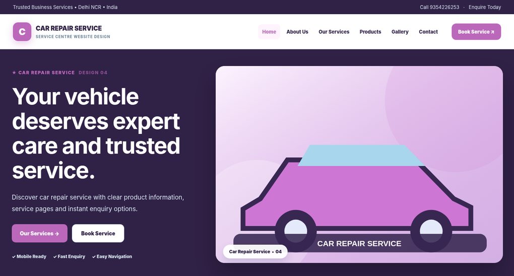 Preview screenshot of Service Centre Website Design design 04, click to open interactive pages