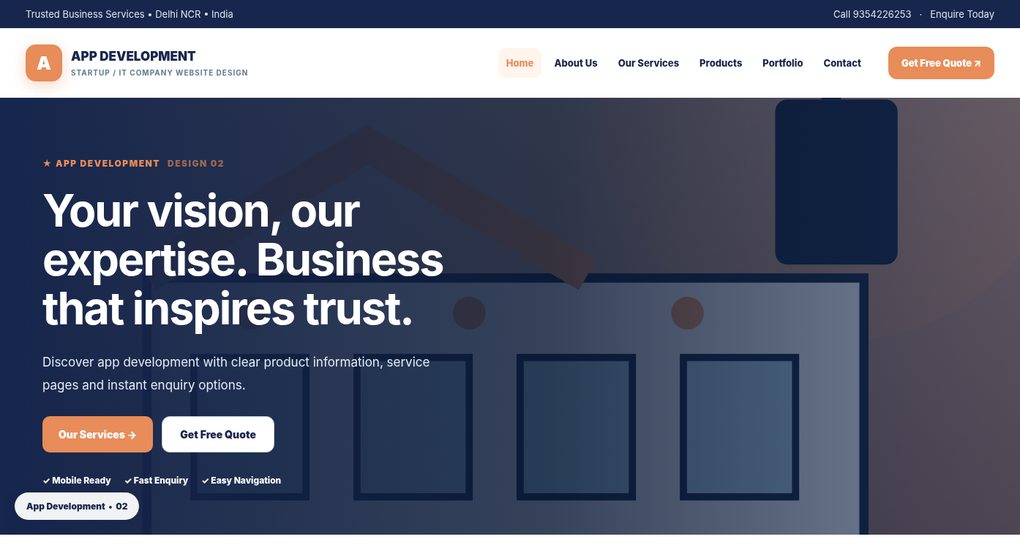 Preview screenshot of Startup / IT Company Website Design design 02, click to open interactive pages