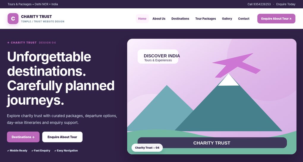 Preview screenshot of Temple / Trust Website Design design 04, click to open interactive pages
