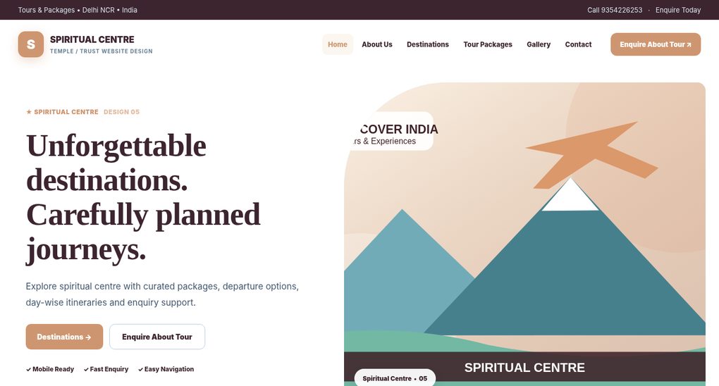 Preview screenshot of Temple / Trust Website Design design 05, click to open interactive pages