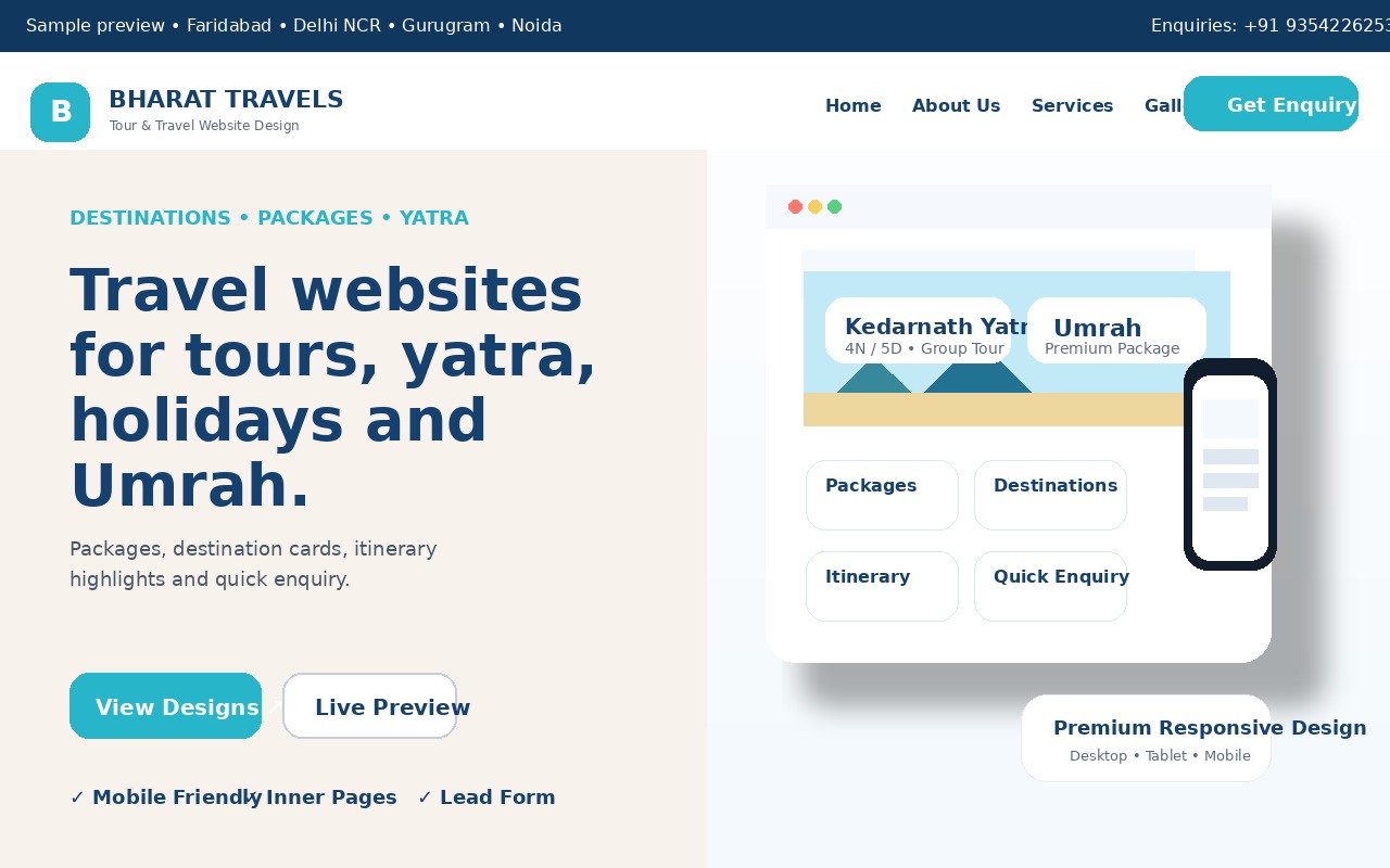 Tour and travel website design previews