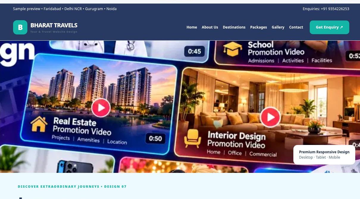 Preview screenshot of Tour & Travel Website Design design 07, click to open interactive pages